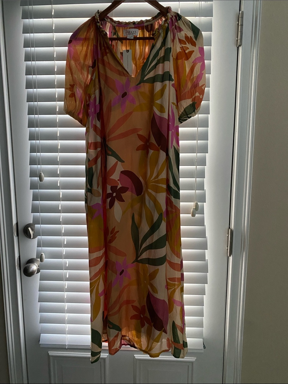 Velvet by Graham & Spencer Floral Midi Dress in Pink, Yellow & Green